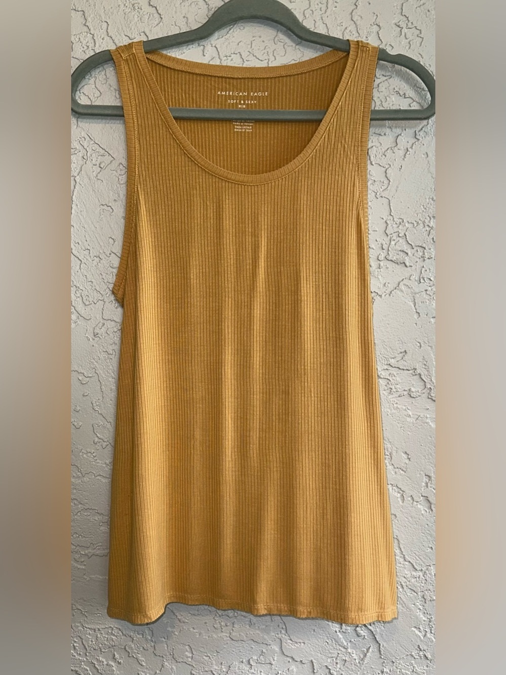 American Eagle Outfitters Ribbed Tank in Mustard Gold